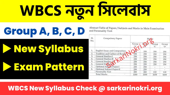 WBCS New Syllabus 2023 & Exam Pattern