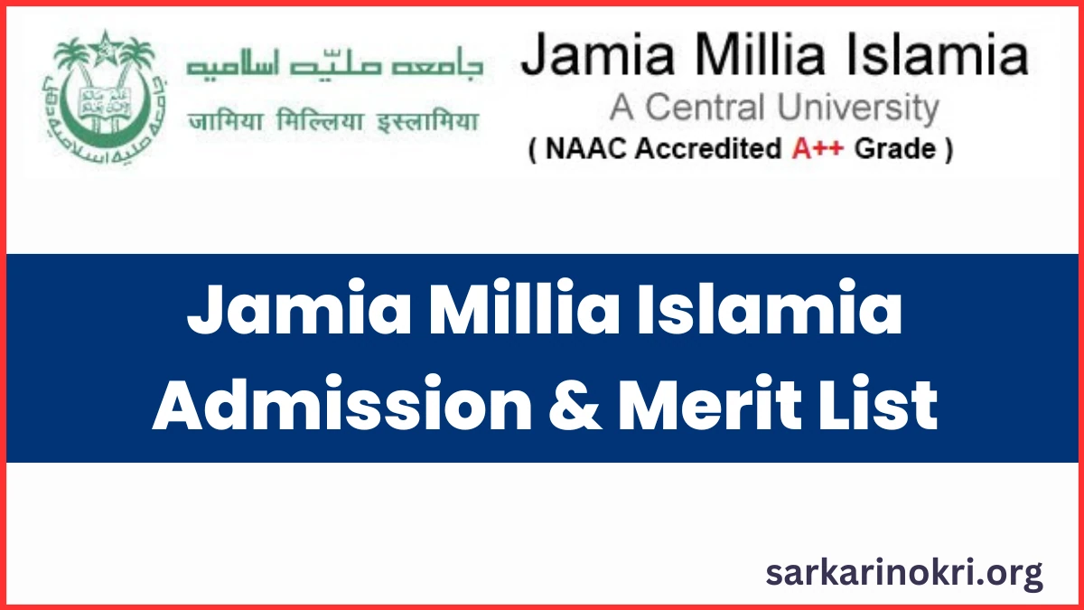Jamia Millia Islamia UG PG Merit List 2023