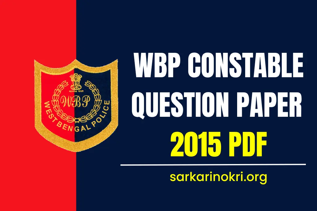 WBP Constable Exam Question Paper 2015 PDF