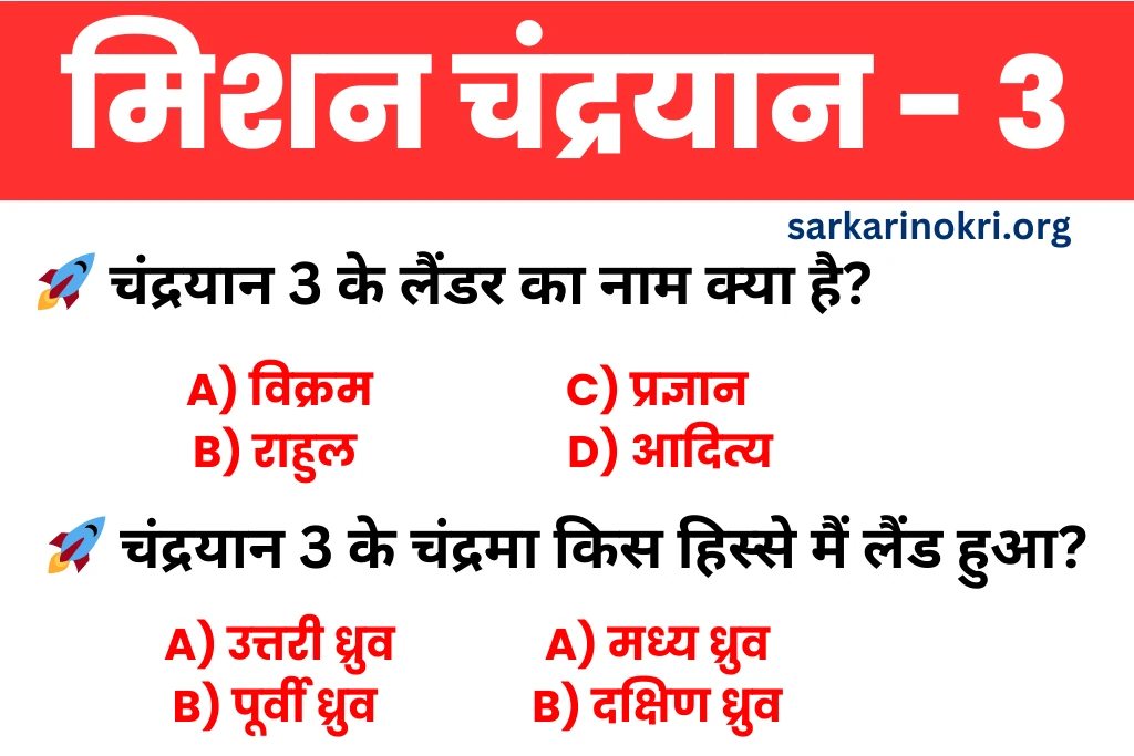 Mission Chandrayan 3 important GK Questions