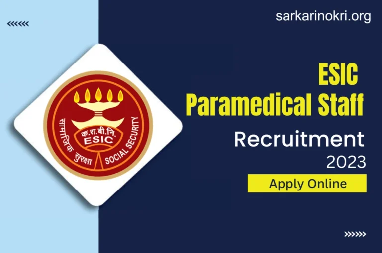 ESIC Paramedical Staff Vacancy 2023