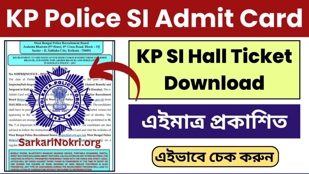 Kolkata Police SI Prelims Admit Card 2024 Download
